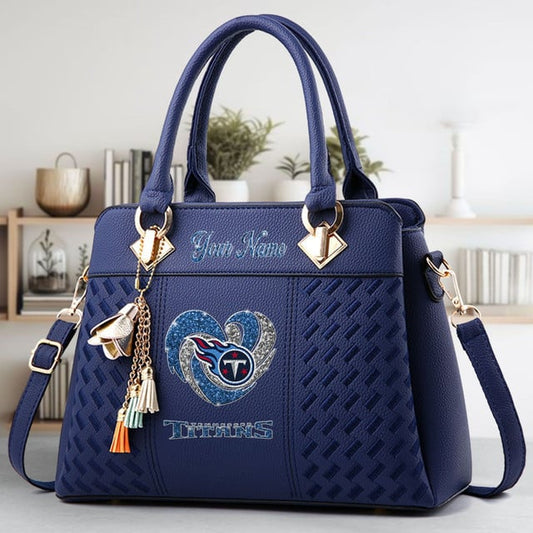 LIMITED EDITION - NEW CUSTOMIZED NFL31 TST TENNESSEE TITANS ZIP HANDBAG MULTICOLOR