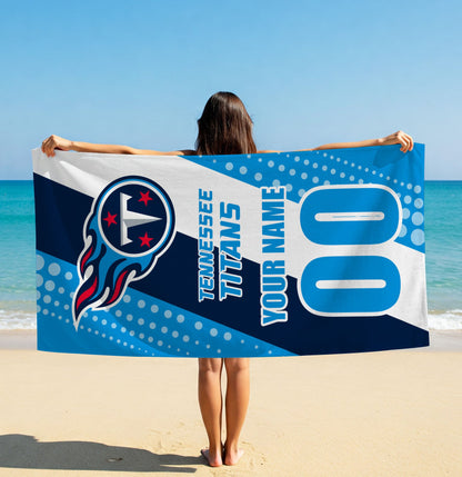 LIMITED EDITION - NEW CUSTOMIZED NFL31 TST TENNESSEE TITANS BEACH & BATH TOWEL