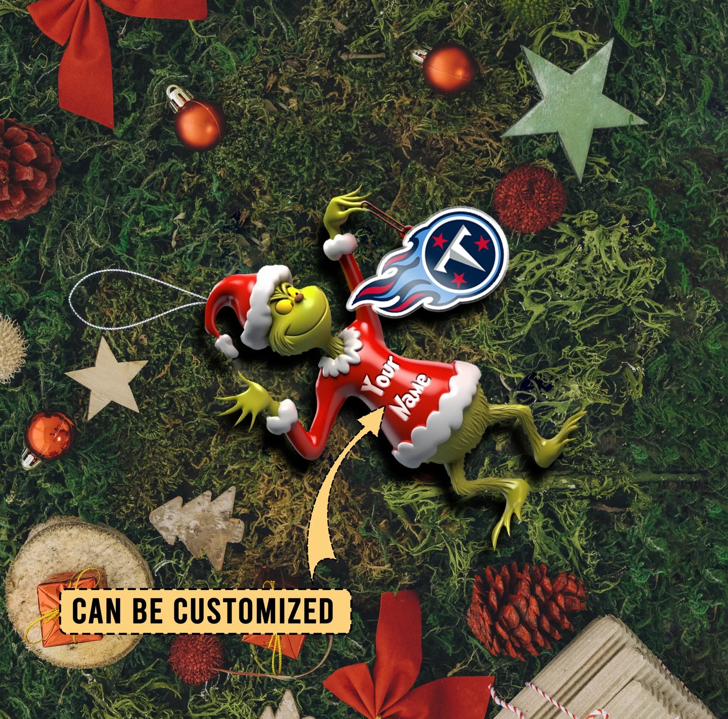 LIMITED EDITION - NEW CUSTOMIZED NFL31 TST TENNESSEE TITANS THE GRINCH ACRYLIC ORNAMENT