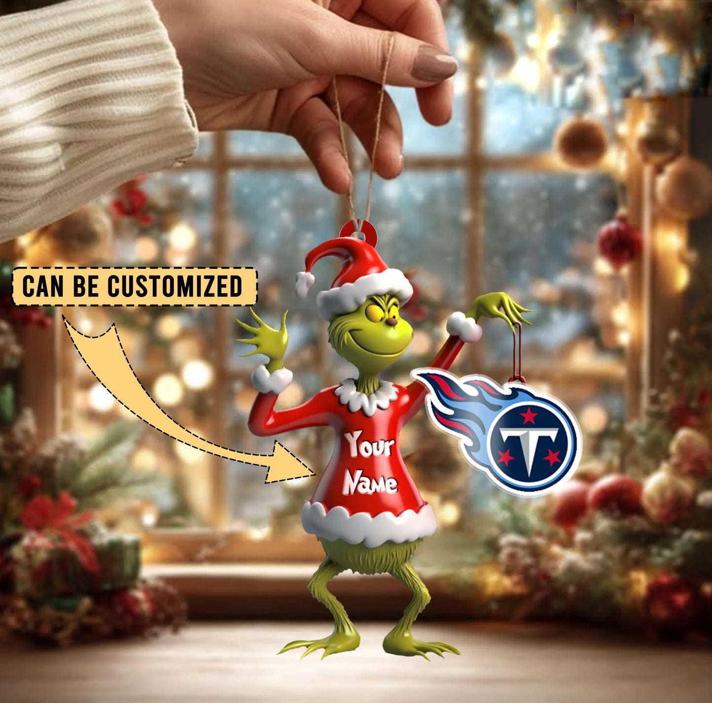 LIMITED EDITION - NEW CUSTOMIZED NFL31 TST TENNESSEE TITANS THE GRINCH ACRYLIC ORNAMENT