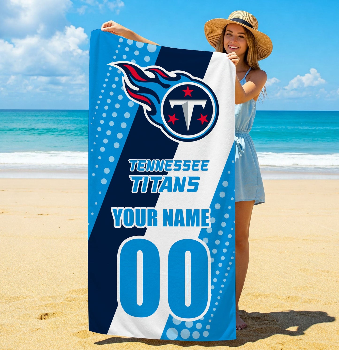 LIMITED EDITION - NEW CUSTOMIZED NFL31 TST TENNESSEE TITANS BEACH & BATH TOWEL