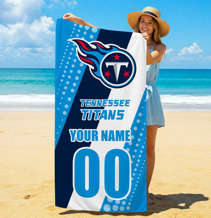 LIMITED EDITION - NEW CUSTOMIZED NFL31 TST TENNESSEE TITANS BEACH & BATH TOWEL
