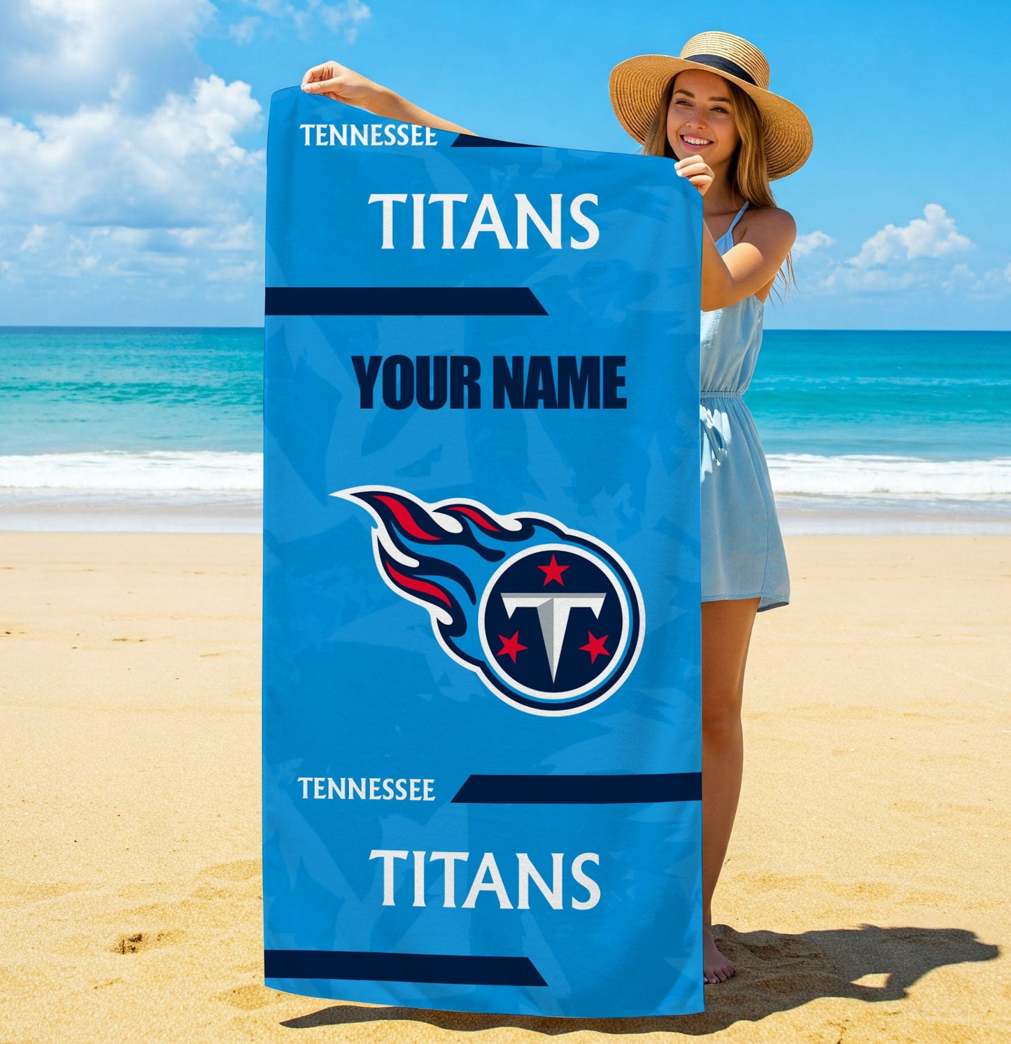 LIMITED EDITION - NEW CUSTOMIZED NFL31 TST TENNESSEE TITANS BEACH & BATH TOWEL