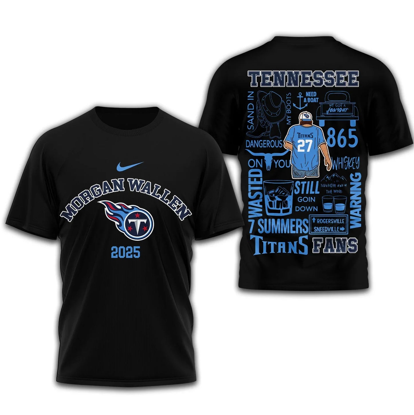 LIMITED EDITION - NEW CUSTOMIZED NFL31 TST TENNESSEE TITANS T-SHIRT | MULTIPLE COLORS AVAILABLE