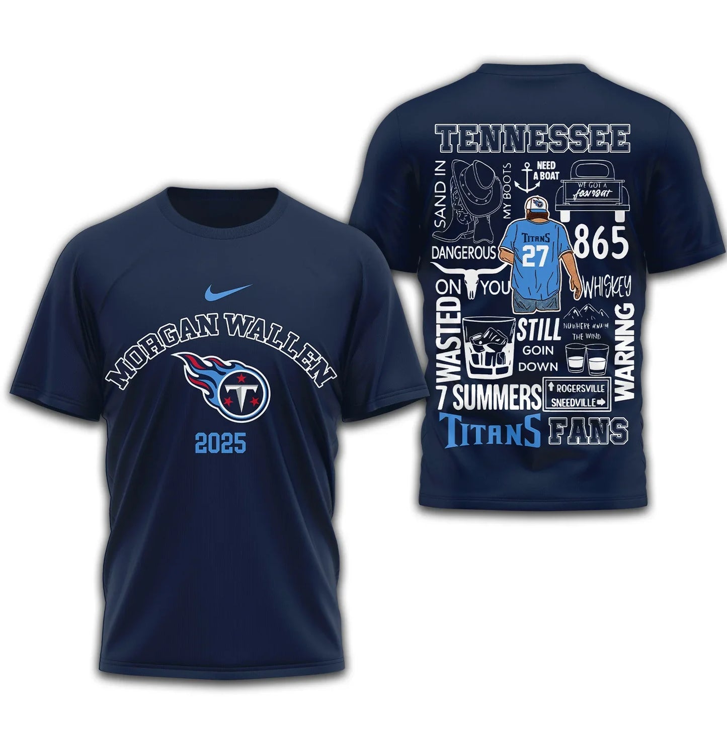 LIMITED EDITION - NEW CUSTOMIZED NFL31 TST TENNESSEE TITANS T-SHIRT | MULTIPLE COLORS AVAILABLE