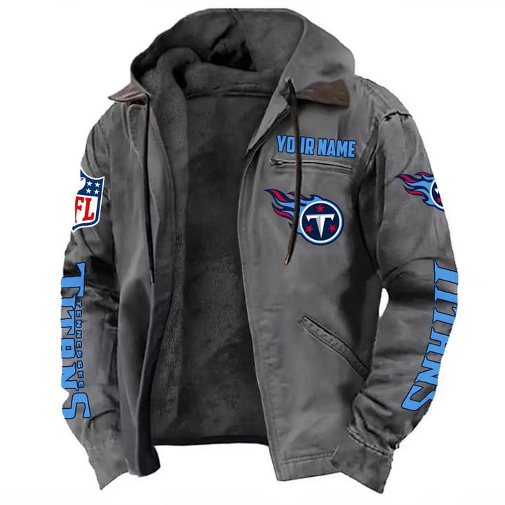 LIMITED EDITION - NEW CUSTOMIZED NFL31 TST TENNESSEE TITANS HOODED CARDIGAN JACKET