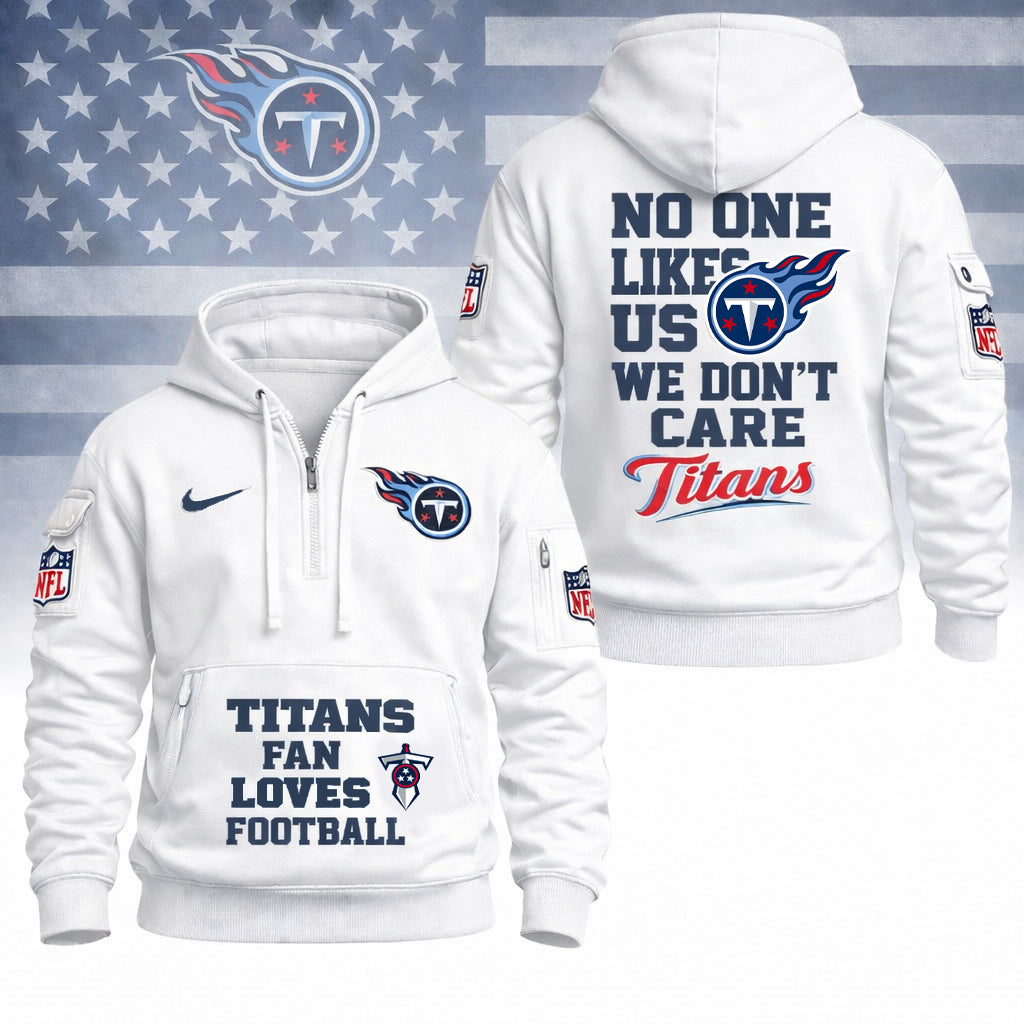 LIMITED EDITION - NEW CUSTOMIZED NFL31 TST TENNESSEE TITANS QUARTER ZIP HOODIE