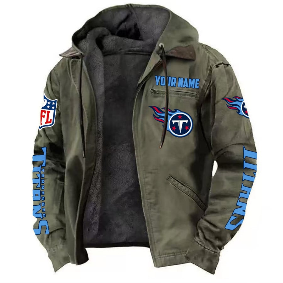 LIMITED EDITION - NEW CUSTOMIZED NFL31 TST TENNESSEE TITANS HOODED CARDIGAN JACKET