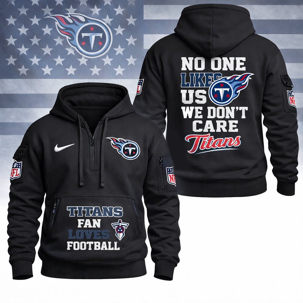 LIMITED EDITION - NEW CUSTOMIZED NFL31 TST TENNESSEE TITANS QUARTER ZIP HOODIE
