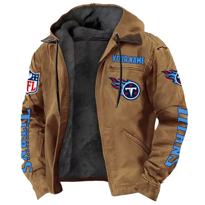 LIMITED EDITION - NEW CUSTOMIZED NFL31 TST TENNESSEE TITANS HOODED CARDIGAN JACKET
