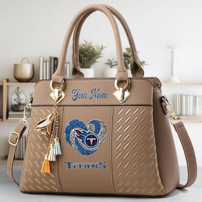 LIMITED EDITION - NEW CUSTOMIZED NFL31 TST TENNESSEE TITANS ZIP HANDBAG MULTICOLOR