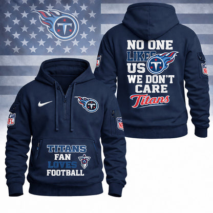 LIMITED EDITION - NEW CUSTOMIZED NFL31 TST TENNESSEE TITANS QUARTER ZIP HOODIE