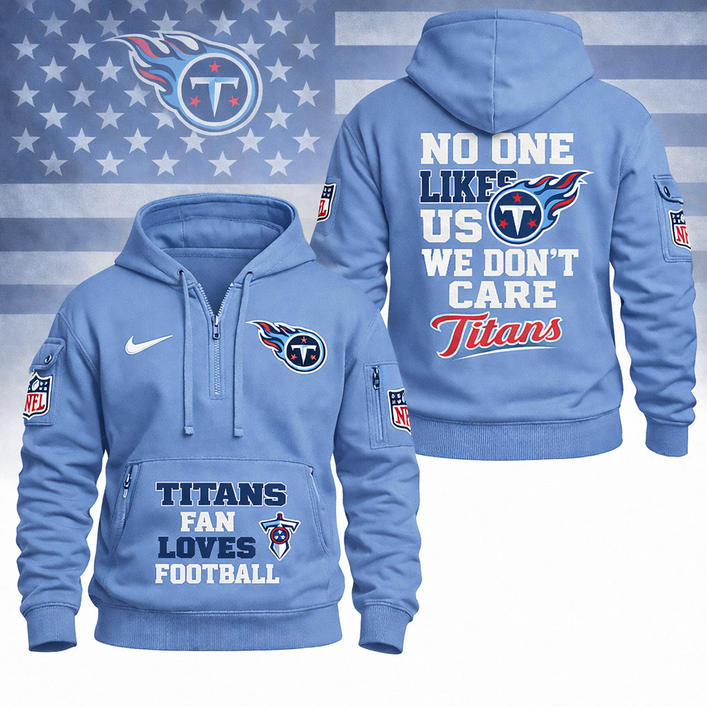 LIMITED EDITION - NEW CUSTOMIZED NFL31 TST TENNESSEE TITANS QUARTER ZIP HOODIE