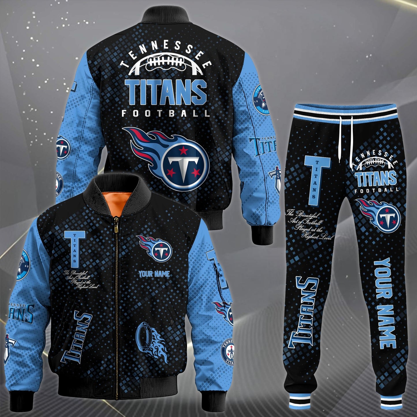 LIMITED EDITION - NEW CUSTOMIZED NFL31 TST TENNESSEE TITANS SATIN VARSITY JACKET & LONG PANTS