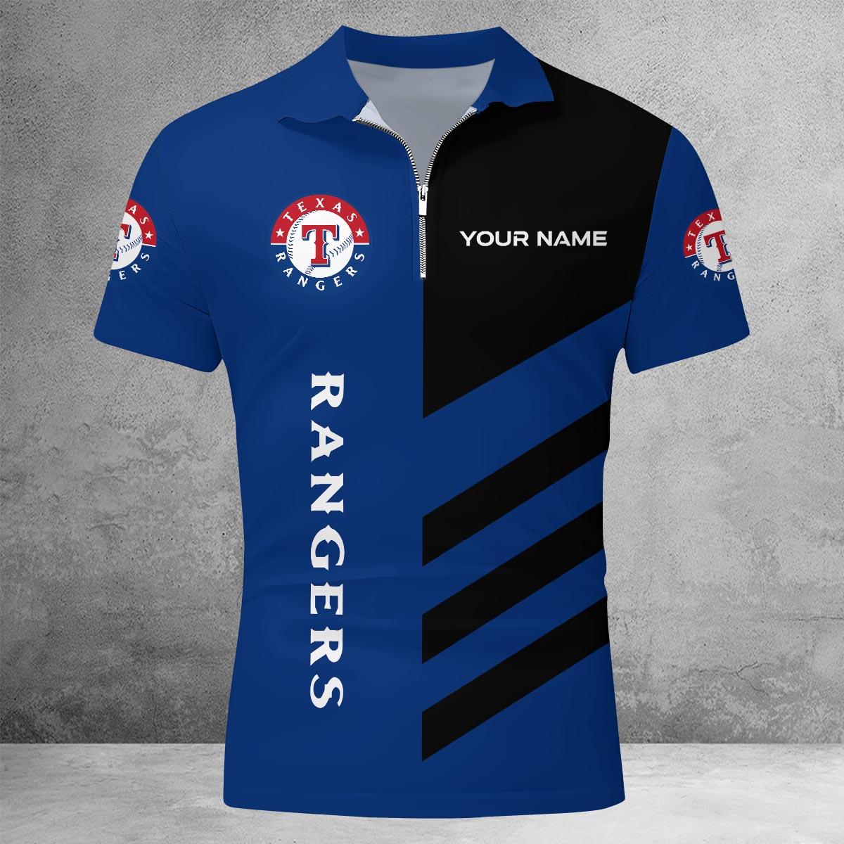 LIMITED EDITION - NEW CUSTOMIZED MLB08 TRS TEXAS RANGERS ZIP POLO SHIRT