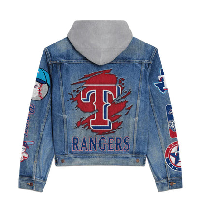 LIMITED EDITION - NEW CUSTOMIZED MLB08 TRS TEXAS RANGERS HOODED DENIM JACKET
