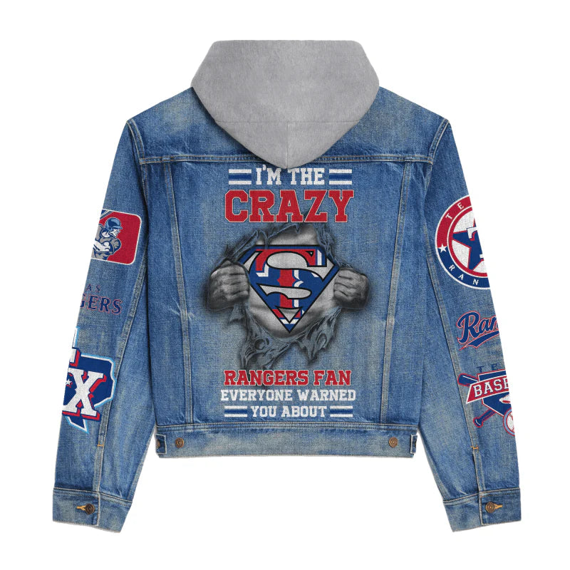LIMITED EDITION - NEW CUSTOMIZED MLB08 TRS TEXAS RANGERS HOODED DENIM JACKET