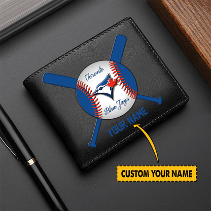 LIMITED EDITION - NEW CUSTOMIZED MLB12 TR BLUE JAYS LEATHER WALLET