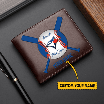 LIMITED EDITION - NEW CUSTOMIZED MLB12 TR BLUE JAYS LEATHER WALLET