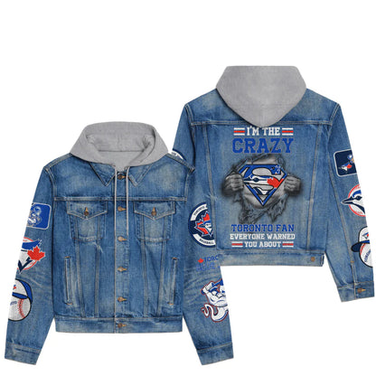 LIMITED EDITION - NEW CUSTOMIZED MLB12 TBJ TORONTO BLUE JAYS HOODED DENIM JACKET