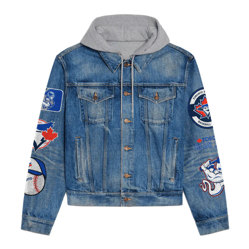 LIMITED EDITION - NEW CUSTOMIZED MLB12 TBJ TORONTO BLUE JAYS HOODED DENIM JACKET