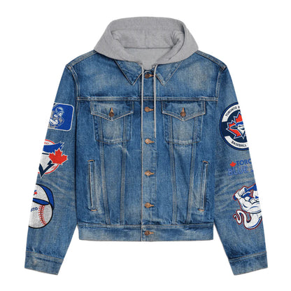 LIMITED EDITION - NEW CUSTOMIZED MLB12 TBJ TORONTO BLUE JAYS HOODED DENIM JACKET