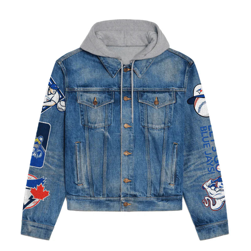 LIMITED EDITION - NEW CUSTOMIZED MLB12 TBJ TORONTO BLUE JAYS HOODED DENIM JACKET