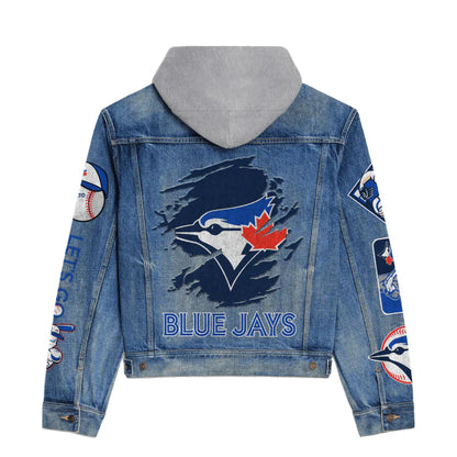 LIMITED EDITION - NEW CUSTOMIZED MLB12 TBJ TORONTO BLUE JAYS HOODED DENIM JACKET