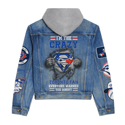 LIMITED EDITION - NEW CUSTOMIZED MLB12 TBJ TORONTO BLUE JAYS HOODED DENIM JACKET