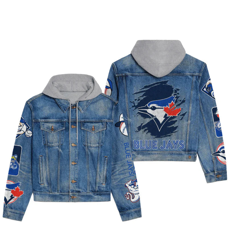 LIMITED EDITION - NEW CUSTOMIZED MLB12 TBJ TORONTO BLUE JAYS HOODED DENIM JACKET