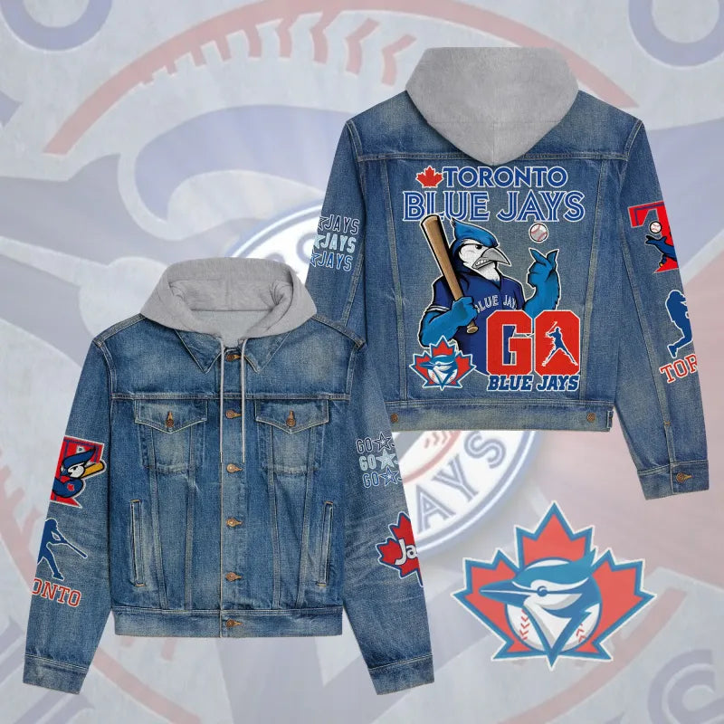 LIMITED EDITION - NEW CUSTOMIZED MLB12 TBJ TORONTO BLUE JAYS HOODED DENIM JACKET