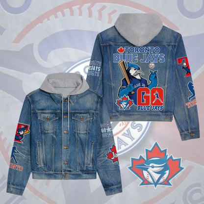 LIMITED EDITION - NEW CUSTOMIZED MLB12 TBJ TORONTO BLUE JAYS HOODED DENIM JACKET