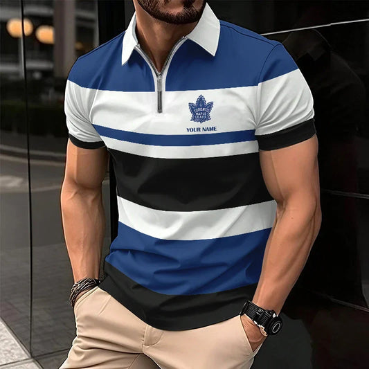 LIMITED EDITION - NEW CUSTOMIZED NHL23 TM LEAFS ZIP POLO SHIRT