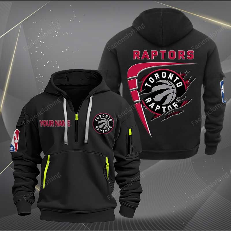 LIMITED EDITION - NEW CUSTOMIZED NBA24 TR TORONTO RAPTORS QUARTER ZIP HOODIE