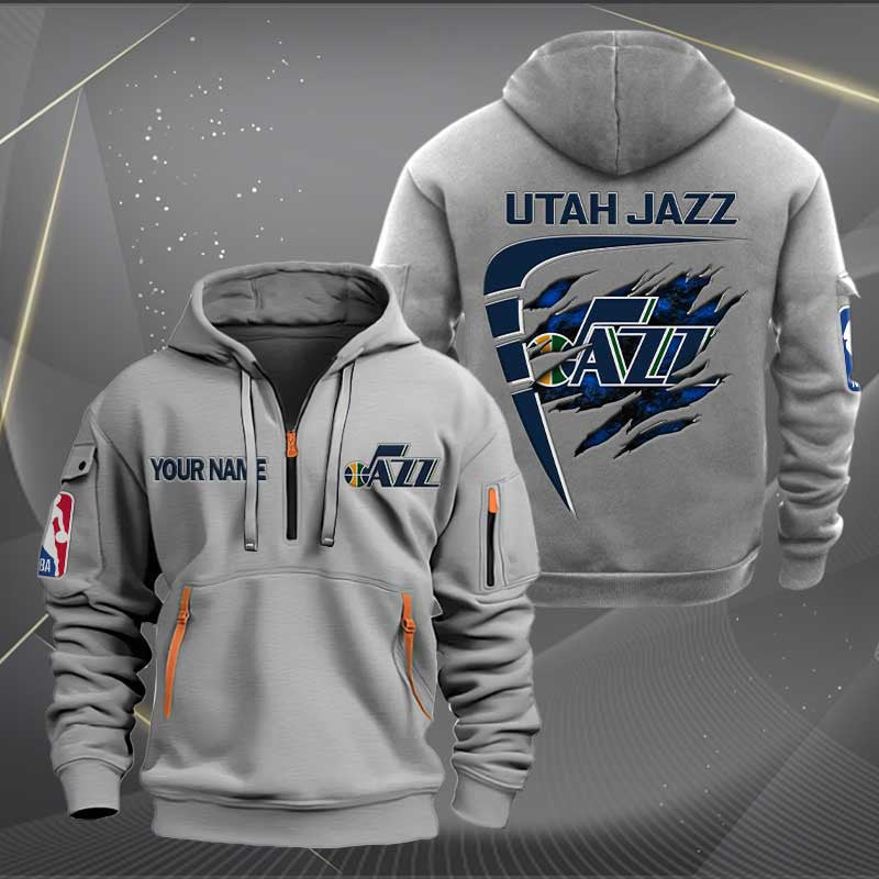 LIMITED EDITION - NEW CUSTOMIZED NBA29 UJ UTAH JAZZ QUARTER ZIP HOODIE
