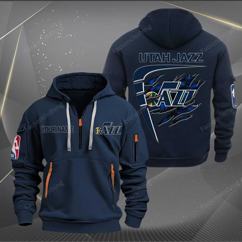 LIMITED EDITION - NEW CUSTOMIZED NBA29 UJ UTAH JAZZ QUARTER ZIP HOODIE