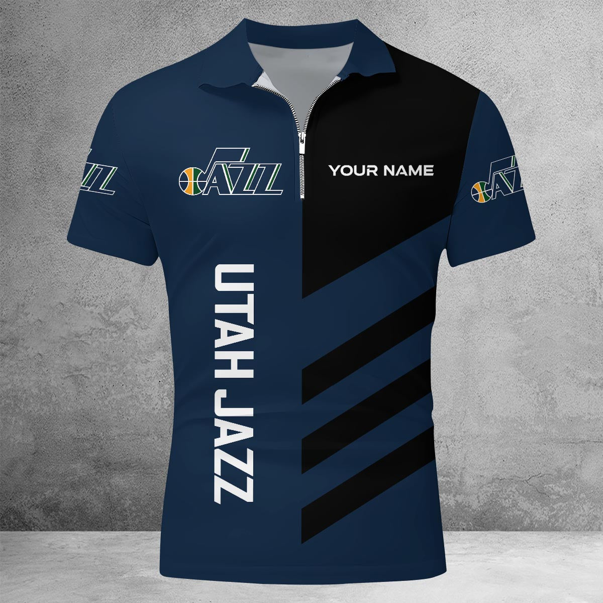 LIMITED EDITION - NEW CUSTOMIZED NBA29 UJ UTAH JAZZ ZIP POLO SHIRT