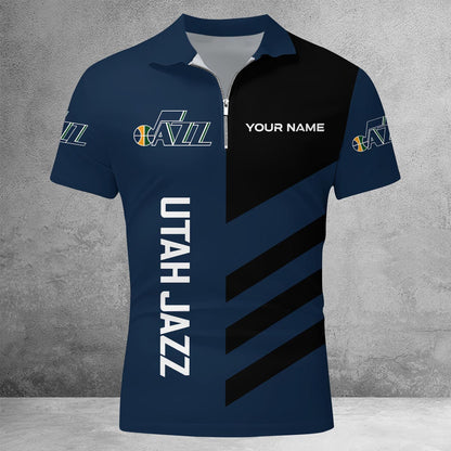 LIMITED EDITION - NEW CUSTOMIZED NBA29 UJ UTAH JAZZ ZIP POLO SHIRT