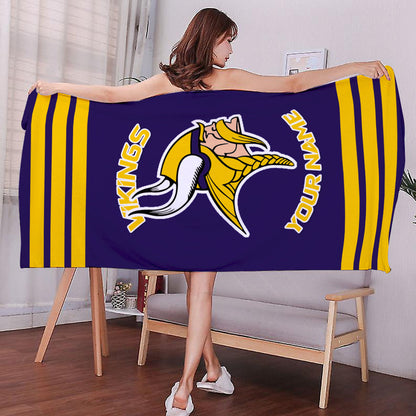 LIMITED EDITION - NEW CUSTOMIZED NFL05 MVK MINNESOTA VIKINGS BEACH & BATH TOWEL