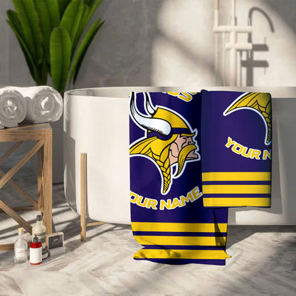 LIMITED EDITION - NEW CUSTOMIZED NFL05 MVK MINNESOTA VIKINGS BEACH & BATH TOWEL