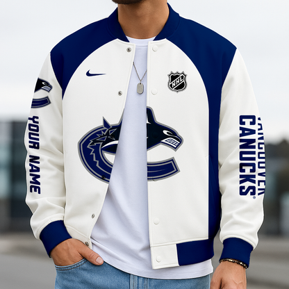 LIMITED EDITION - NEW CUSTOMIZED NHL19 VCC VANCOUVER CANUCKS BASEBALL JACKET