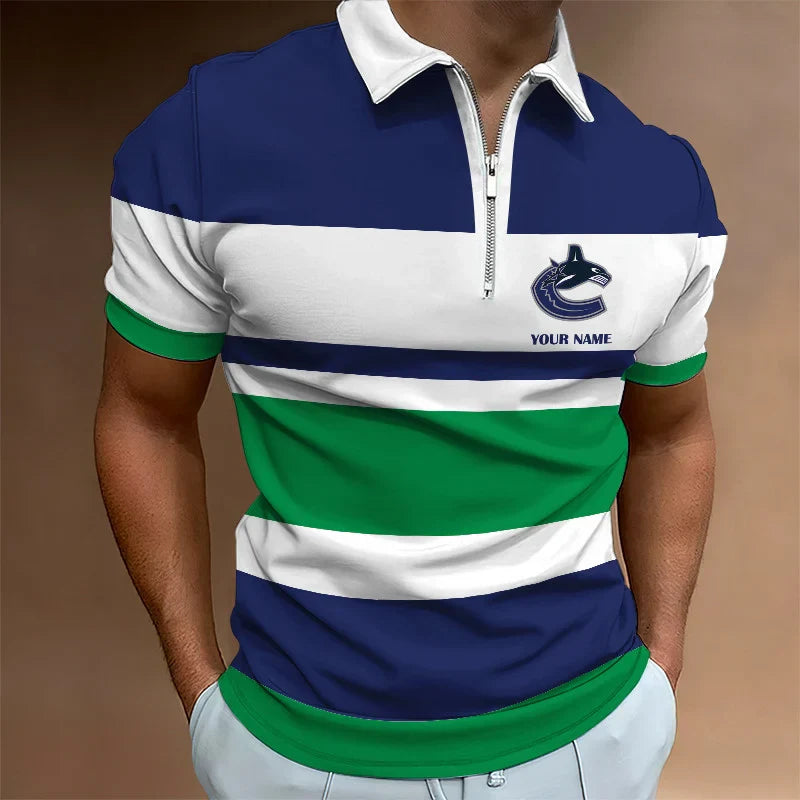 LIMITED EDITION - NEW CUSTOMIZED NHL19 VC CANUCKS ZIP POLO SHIRT