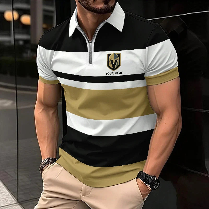 LIMITED EDITION - NEW CUSTOMIZED NHL04 VG KNIGHTS ZIP POLO SHIRT
