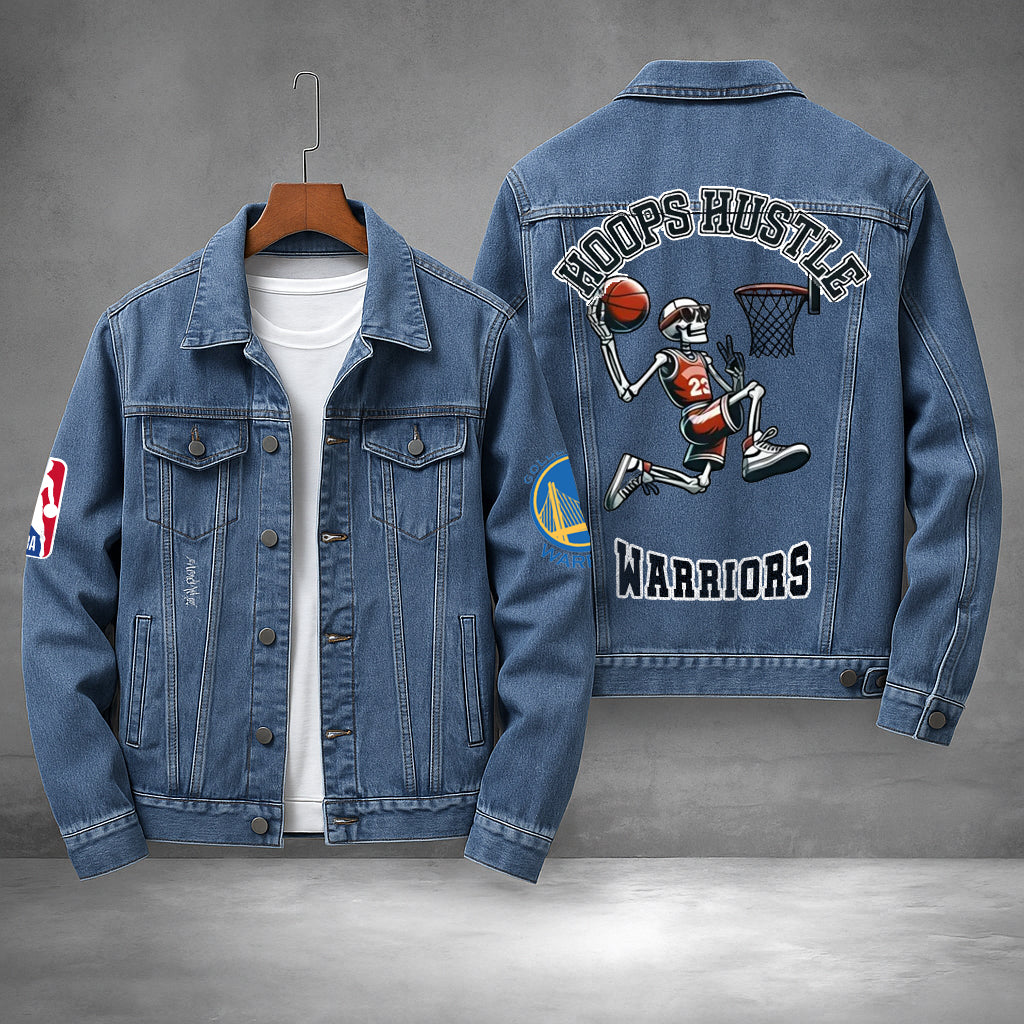 LIMITED EDITION - NEW PREMIUM NBA12 GS GOLDEN STATE WARRIORS DENIM JACKET