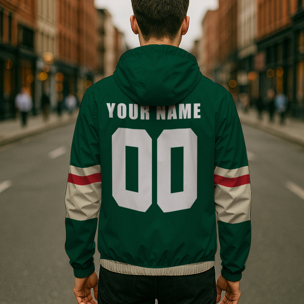 LIMITED EDITION - NEW CUSTOMIZED NHL13 MNW MINNESOTA WILD WINDBREAKER JACKET
