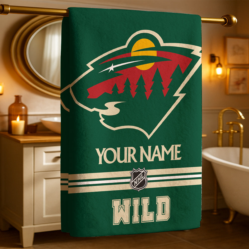 LIMITED EDITION - NEW CUSTOMIZED NHL13 MNW MINNESOTA WILD BEACH & BATH TOWEL