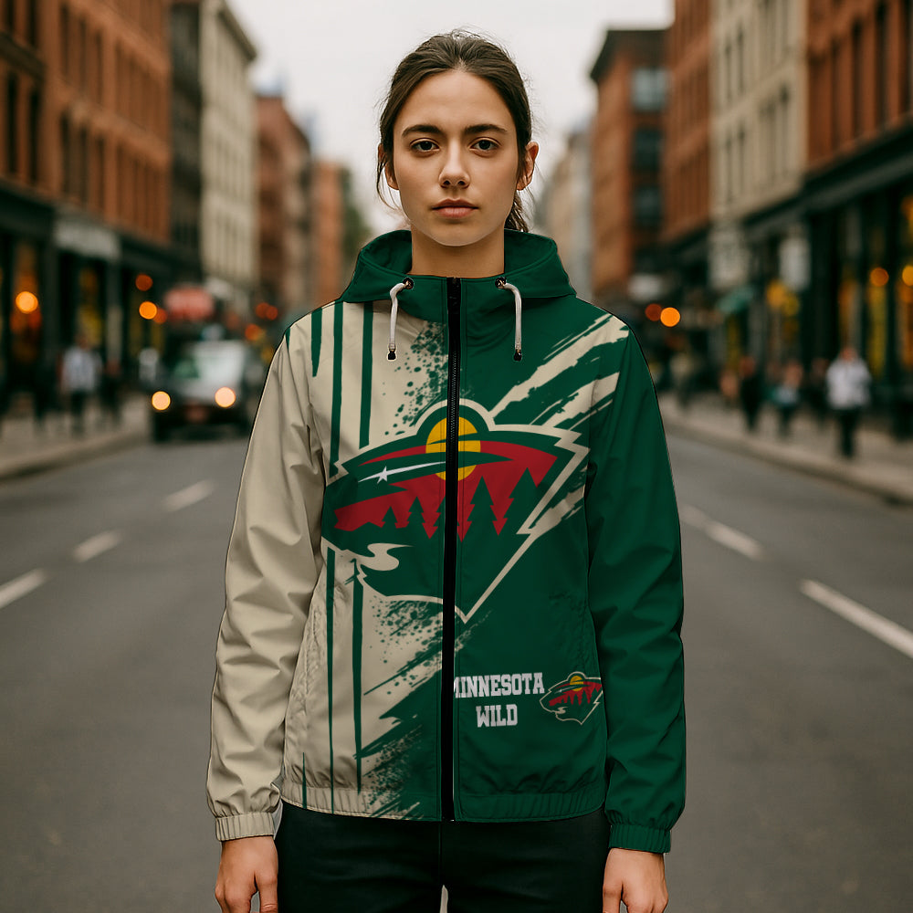 LIMITED EDITION - NEW CUSTOMIZED NHL13 MNW MINNESOTA WILD WINDBREAKER JACKET