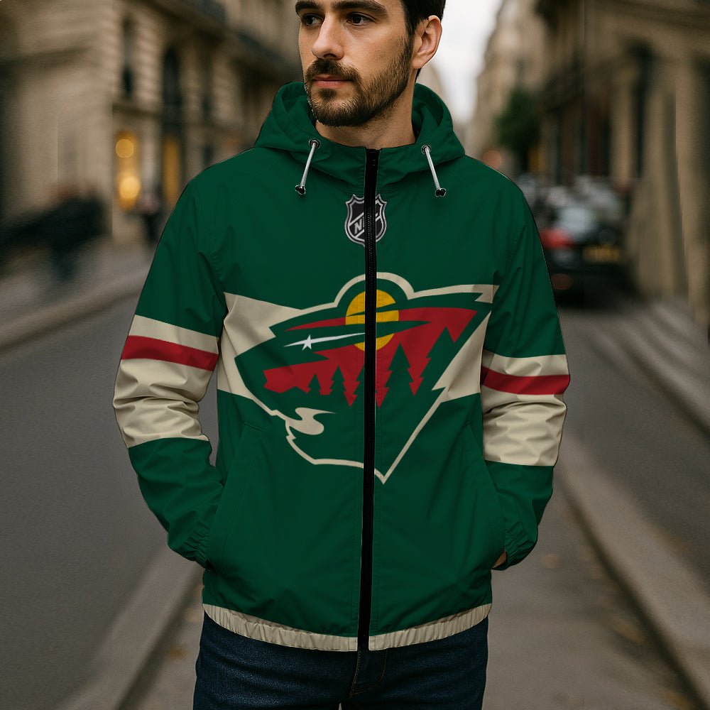 LIMITED EDITION - NEW CUSTOMIZED NHL13 MNW MINNESOTA WILD WINDBREAKER JACKET
