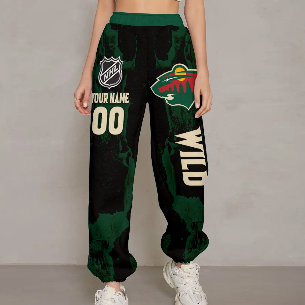 LIMITED EDITION - NEW CUSTOMIZED NHL13 MNW MINNESOTA WILD LONG PANTS