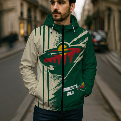 LIMITED EDITION - NEW CUSTOMIZED NHL13 MNW MINNESOTA WILD WINDBREAKER JACKET
